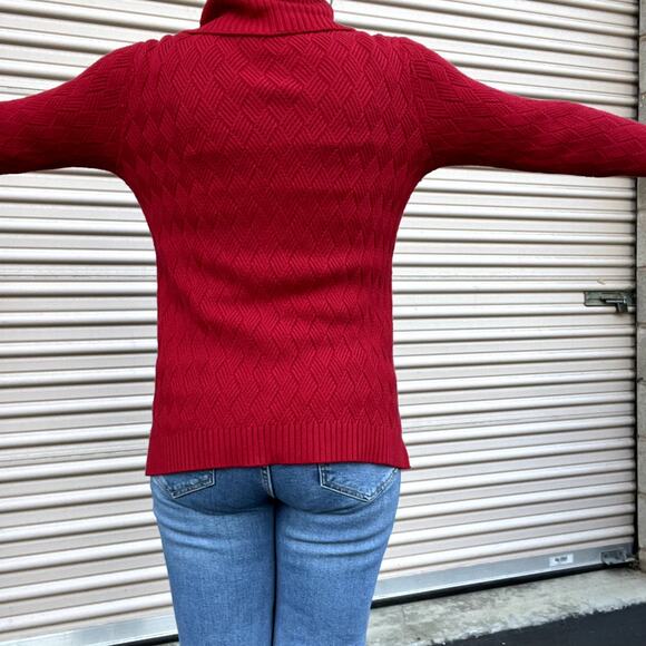 Charter Club Red Knit Pullover Sweater,Cowl Neck,Side slits,Cotton blend Size M - Picture 8 of 8